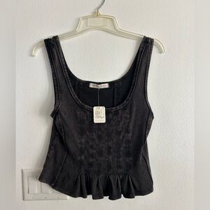 We The Free Black Peplum Tank Top